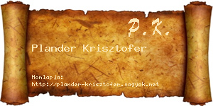 Plander Krisztofer névjegykártya